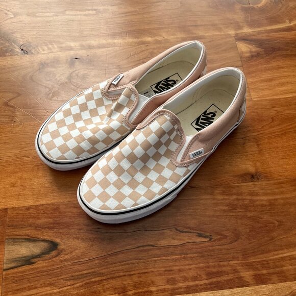 NEW Vans Women’s size 9 men’s size 7.5 - Checkered tan/white - Picture 1 of 6